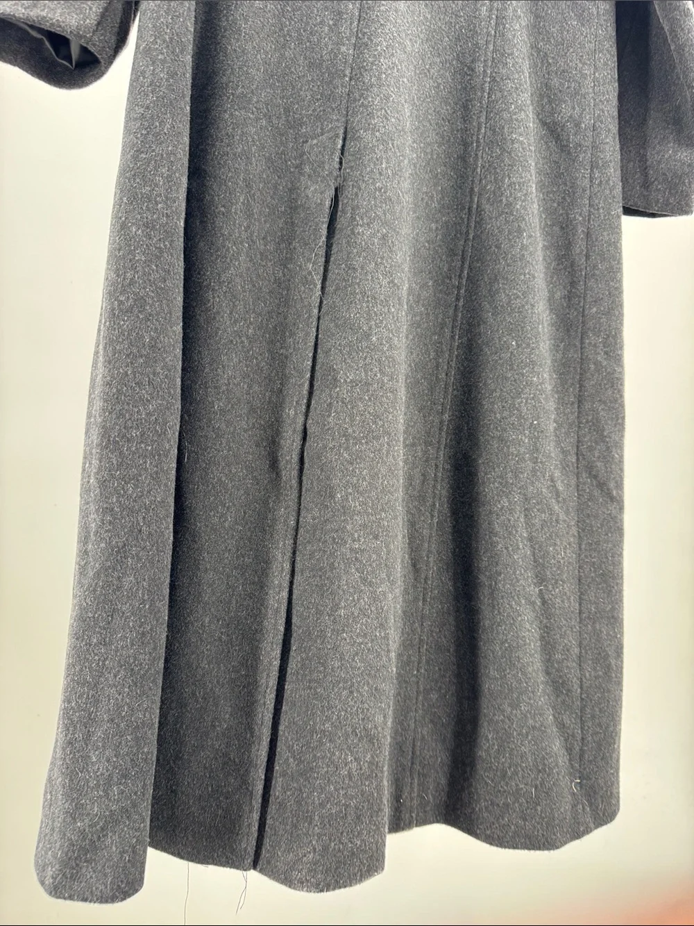 Anne Klein black dark Charcoal Gray Tailored Trench car Coat 100% wool winter